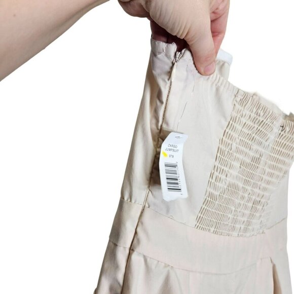 Justify Womens Cargo Jumpsuit With Shirred Smocked Back & Pockets Stone Cream - Picture 6 of 16